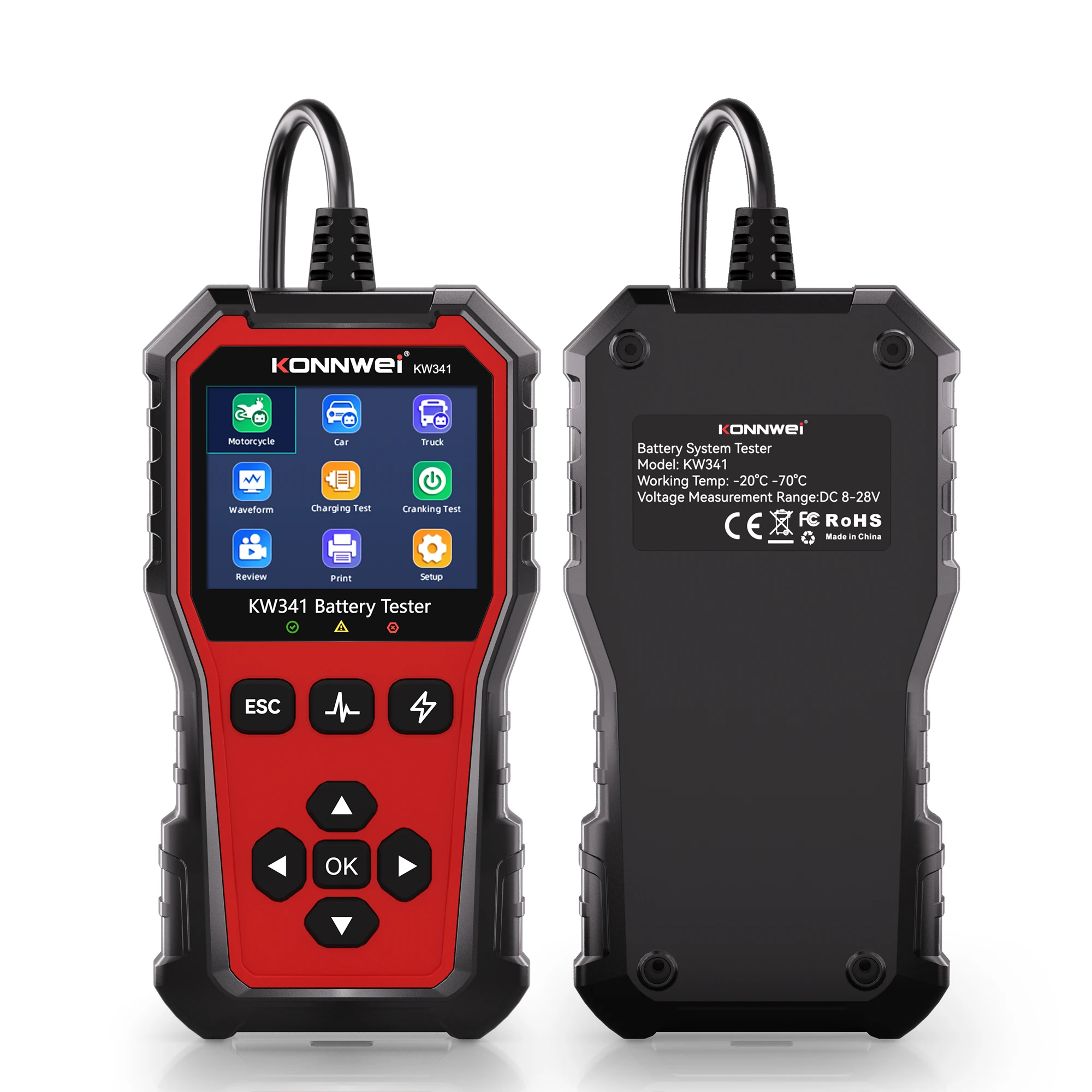 KONNWEI KW341 Car Battery Tester 6V12V 24V AMG GEL Battery Fault Data Printing Start Voltage Test Car Battery Charging Scan Tool - view 3