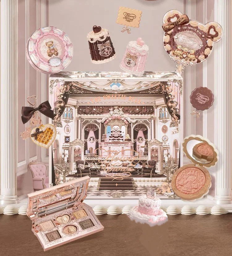 Flower Knows The Sweetie Bear – coffret cadeau de maquillage, vernis à lèvres, Blush, ombre à paupières, ensemble correcteur