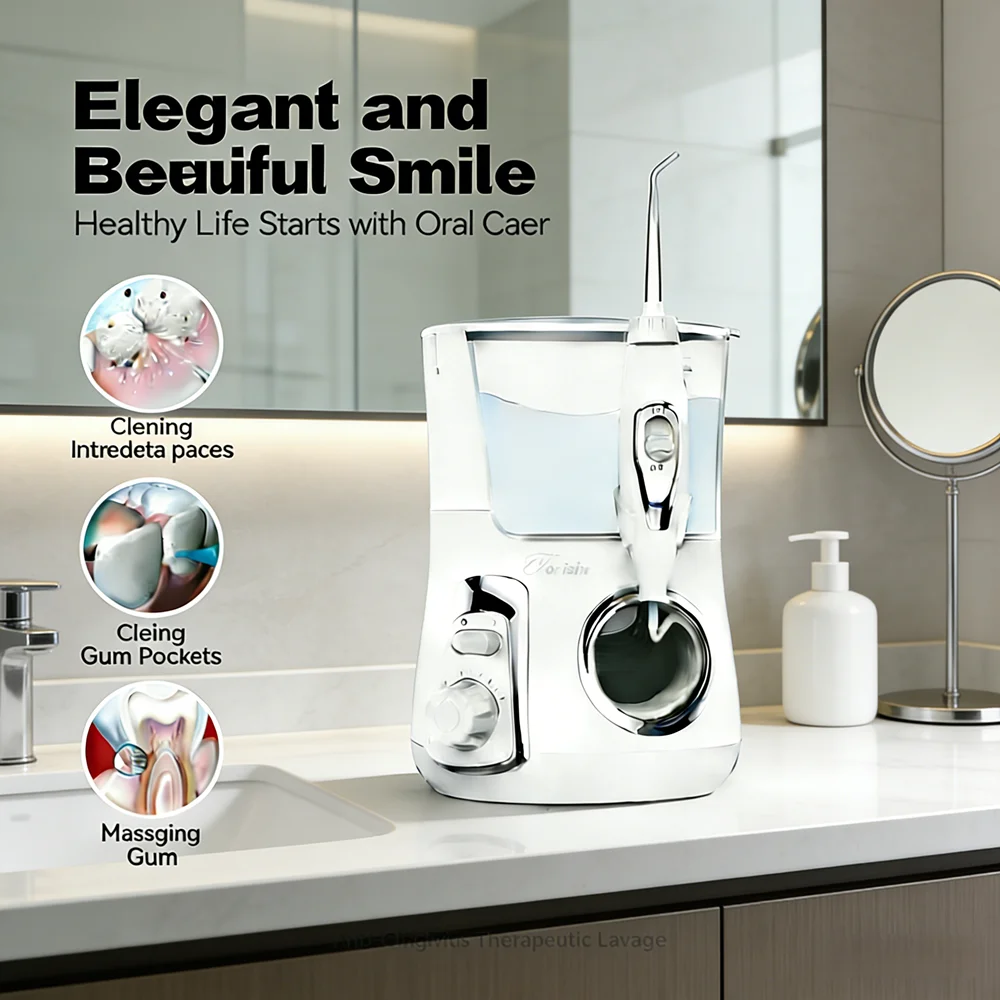 

Электрический ирригатор для ухода за зубами 800 мл, 10 интеллектуальных режимов работы, 5 насадок, профессиональный водный флоссер против кариеса