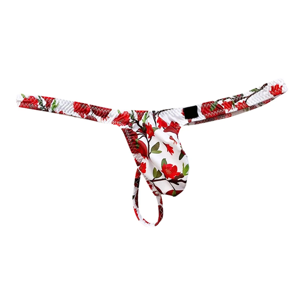 Sexy Men Jockstrap Thongs Big Pouch U Convex Underwear Super Mini Bikini G-string Nylon Printed Briefs Seduction Erotic Panties