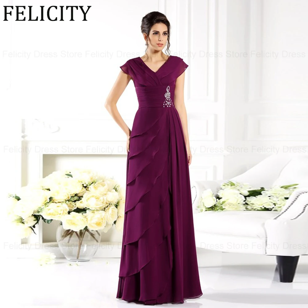 High Quality Mother of the Bride Dress 2024 A-Line V-neck Wedding Guest Dresses Chiffon Beading Floor-Length Long Evening Gowns