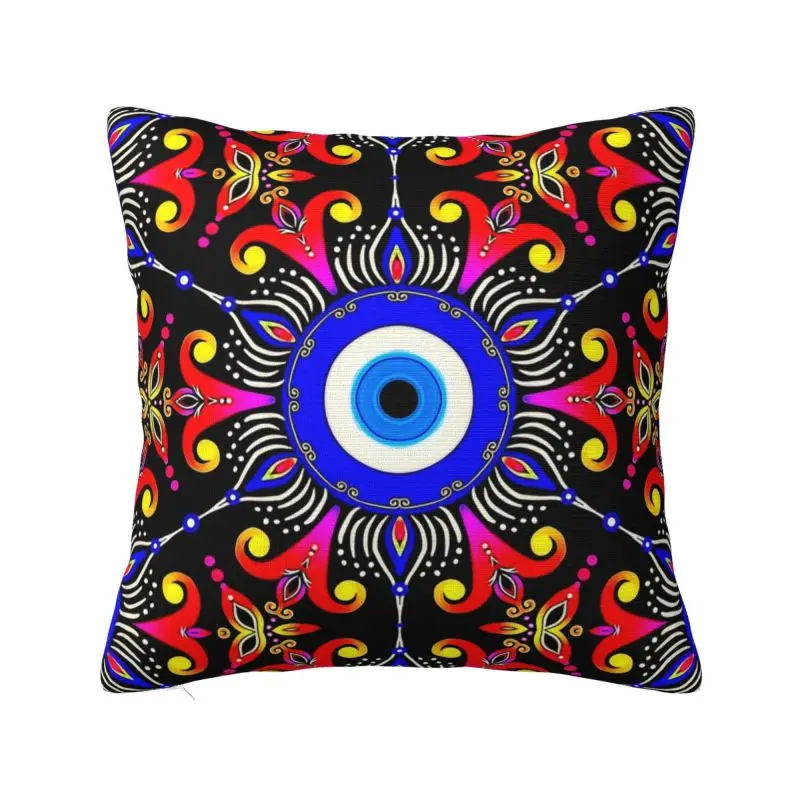 Funda de almohada personalizada de mal de ojo mediterráneo, 45x45cm, amuleto turco, funda de cojines de cultura para sofá, funda de almohada cuadrada