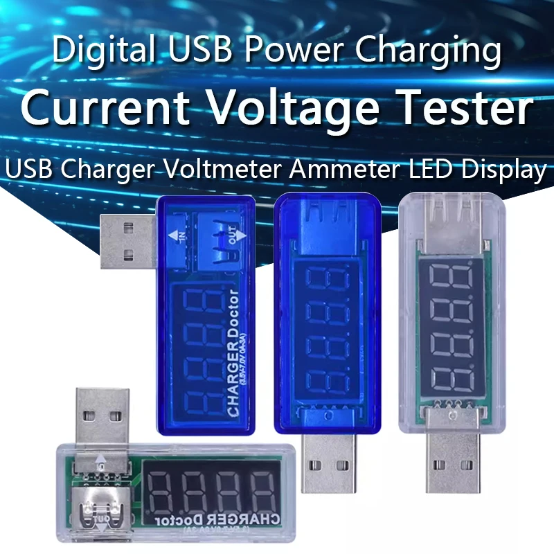 

Digital USB Mobile Power Charging Current Voltage Tester Meter Mini USB Charger Doctor Voltmeter Ammeter LED Display