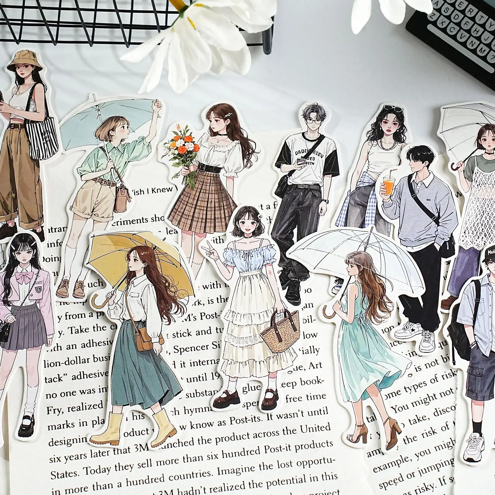 20 Buah/1Lot Stiker Alat Tulis Kawaii Pertemuan Di Angin Jurnal Sampah Dekoratif Buku Tempel DIY Stiker Kerajinan