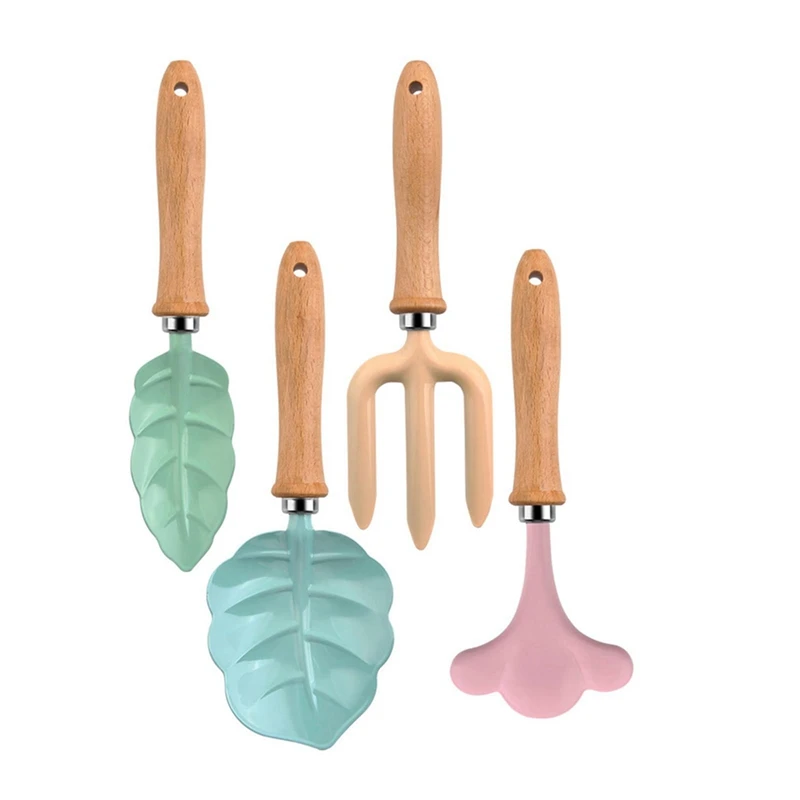 Kids Metal Garden Tool Set Sand Toy,Kids Gardening Set Beach Shovels Toy With Sturdy Wooden Handle Safe Gardening Tools