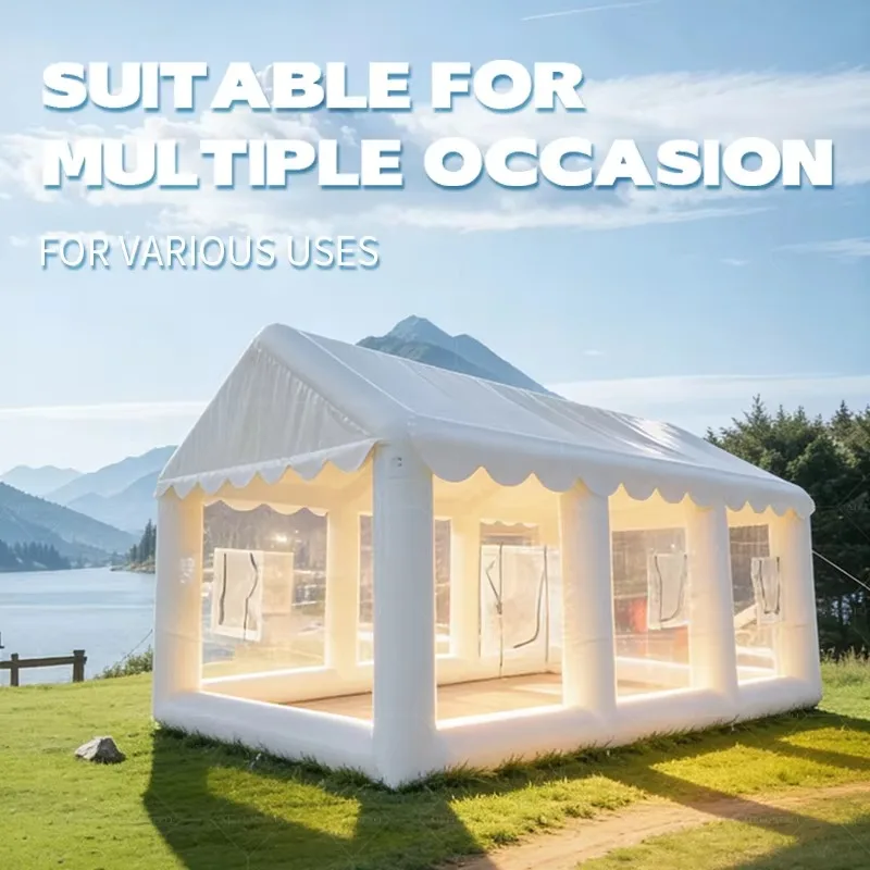 White Clear Transparent Airtight Water Resistant Inflatable Tent Shelter Easy Setup Electric Pump for Swimming Pool