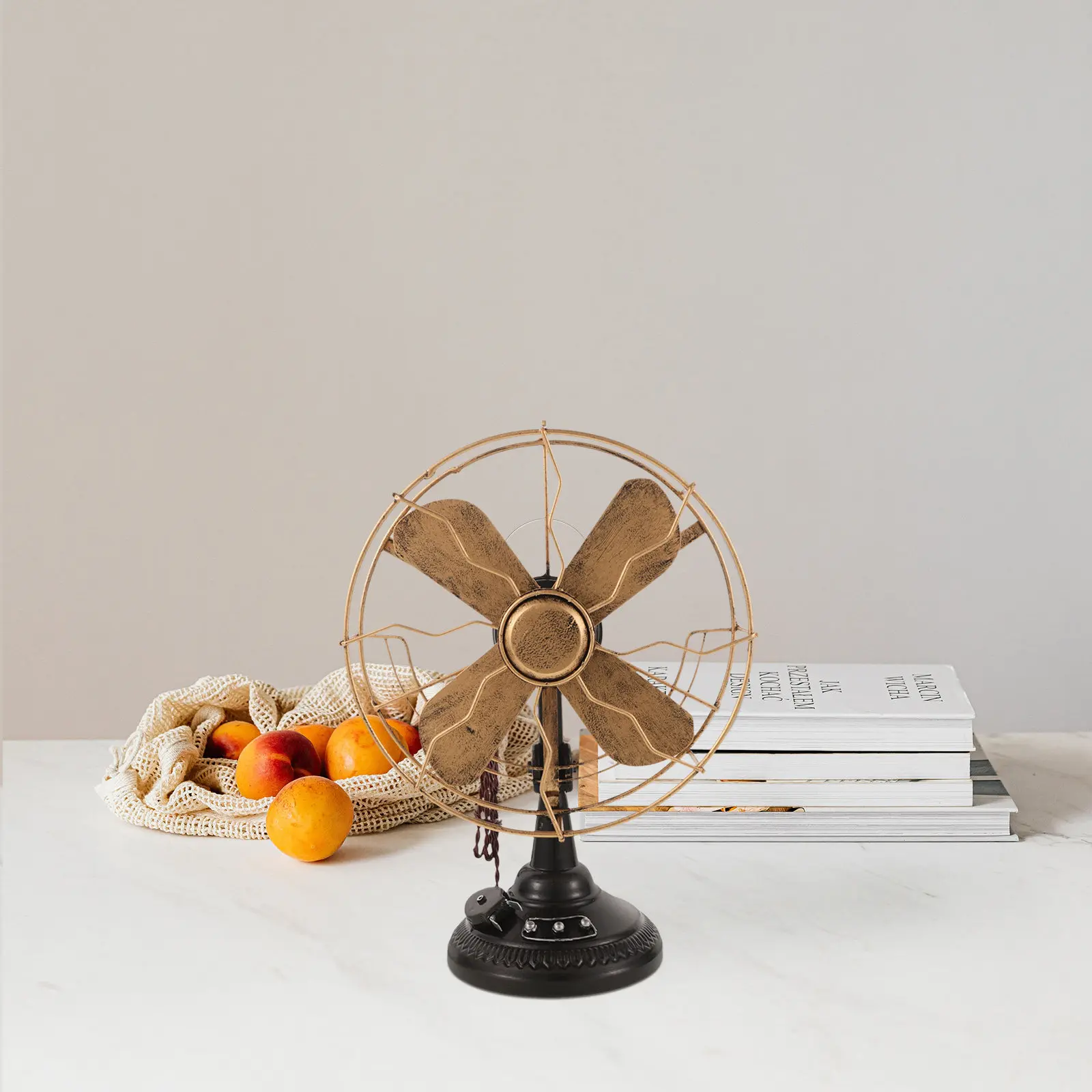 

Retro Fan Ornaments Vintage Tabletop Decor Iron Metal Desktop Adornment Fan Shaped Home Office Decoration Farmhouse