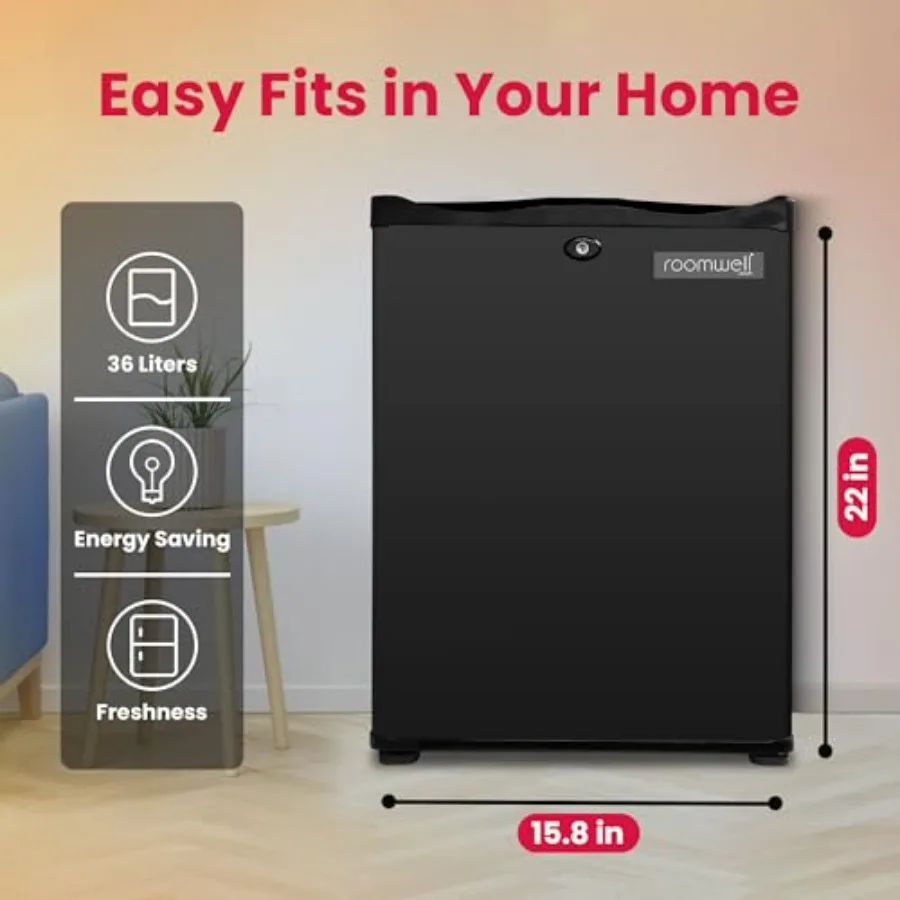 1.4 cu.ft Compact Auto Defrost 120V/12V Mini Fridge with No Noise Absorption Locking Feature in Black for RV Camping Dorm Offic