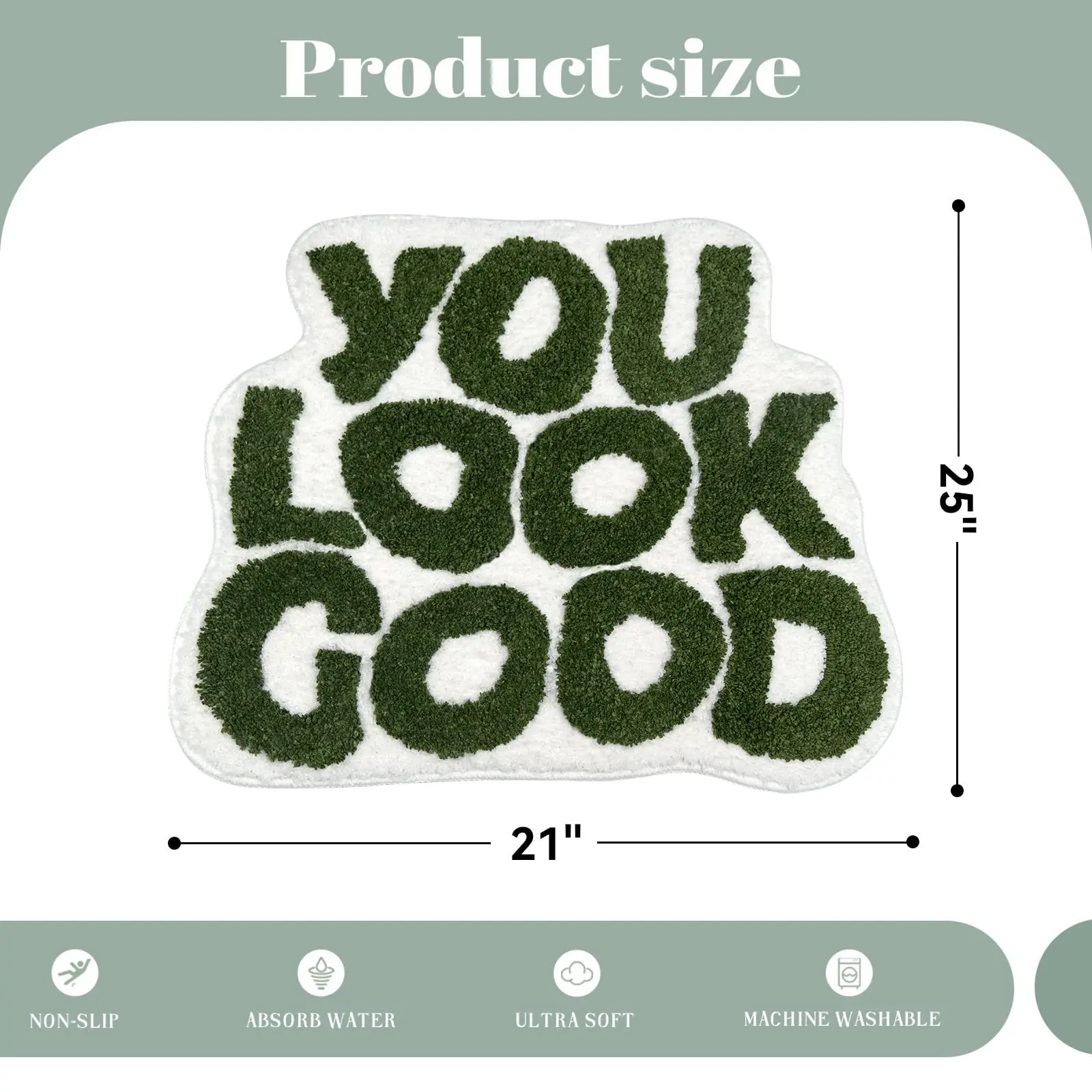 You Look Good Bath Mat Green Bathoom Rugs Funny Cute Decor Preppy Small Cool Rug Non Slip Microfiber Washable Absorbent Shower