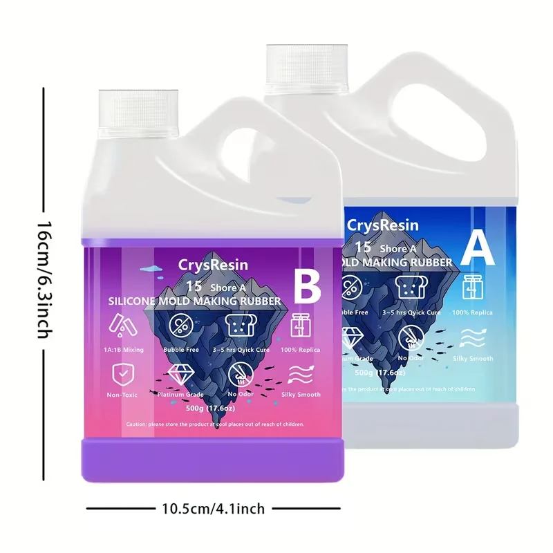 500ml 2 Bottles Liquid Silicone for Mold Making, Soft Non-Stick Durable Fast Cure Rubber Kit for DIY Resin Casting Candle Soap C view 5