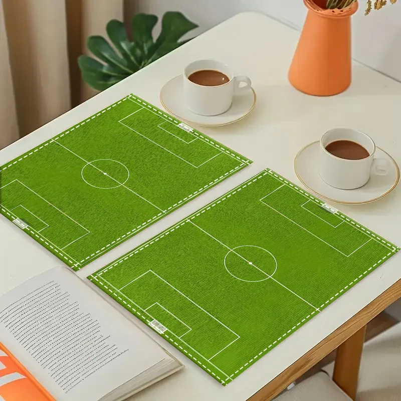 Kitchen Cloth Art Placemats, Soccer Field Place Mats - Perfect for Sports Fans and Home Decor, Ideal for Dining Table, Picnic