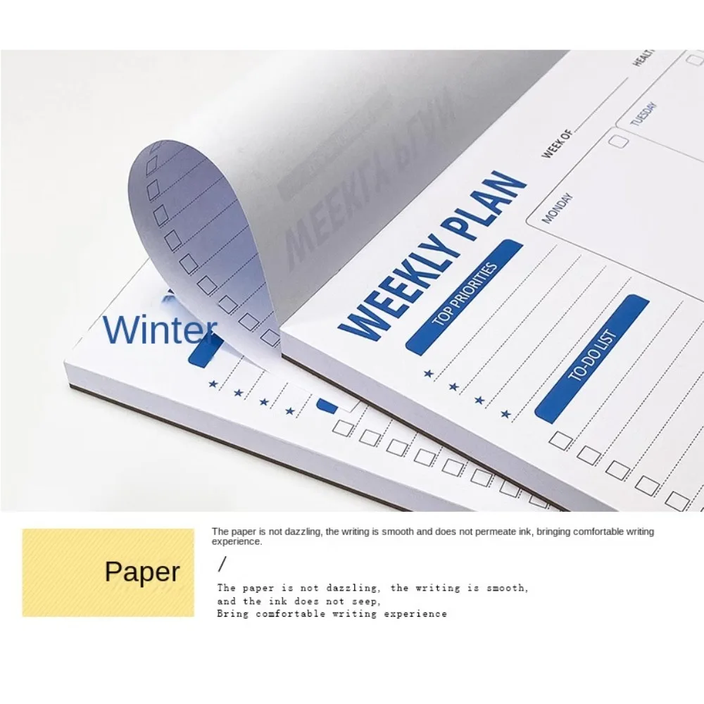 Wide To Do-Planer, wöchentliche Planung, Notizblock, Zeitpläne, A5-Notizbuch, Planer, wöchentlicher Mahlzeitplaner, Block, Schreibwaren undatiert