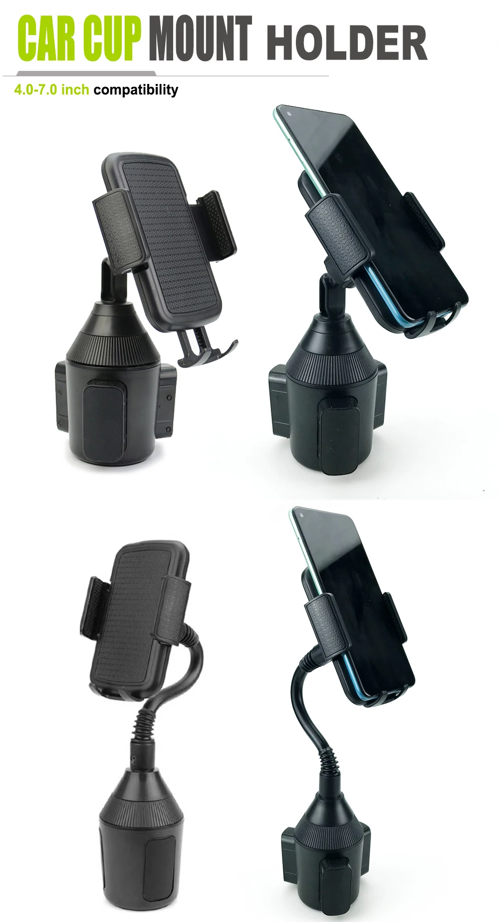 360 ° Einstellbare Auto Tasse Halter Universal Auto Handys Halterung GPS Halterung Innen Zubehör Getränkehalter Für Iphone Android – Detail 2