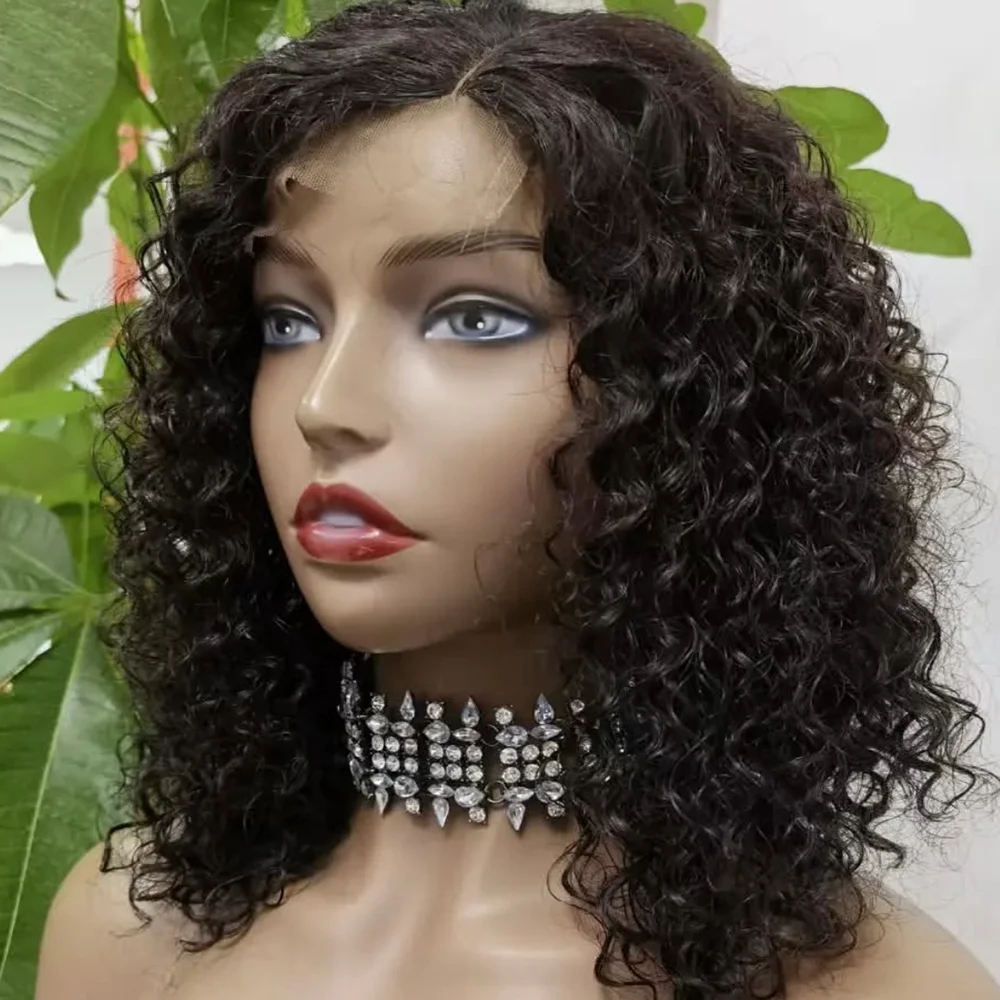 

Deep Water Wave Bob 13x4 Lace Frontal Human Hair Wigs Brazilian Curly Short Bob 4x4 Lace Frontal Wigs 180% Density Pre Plucked