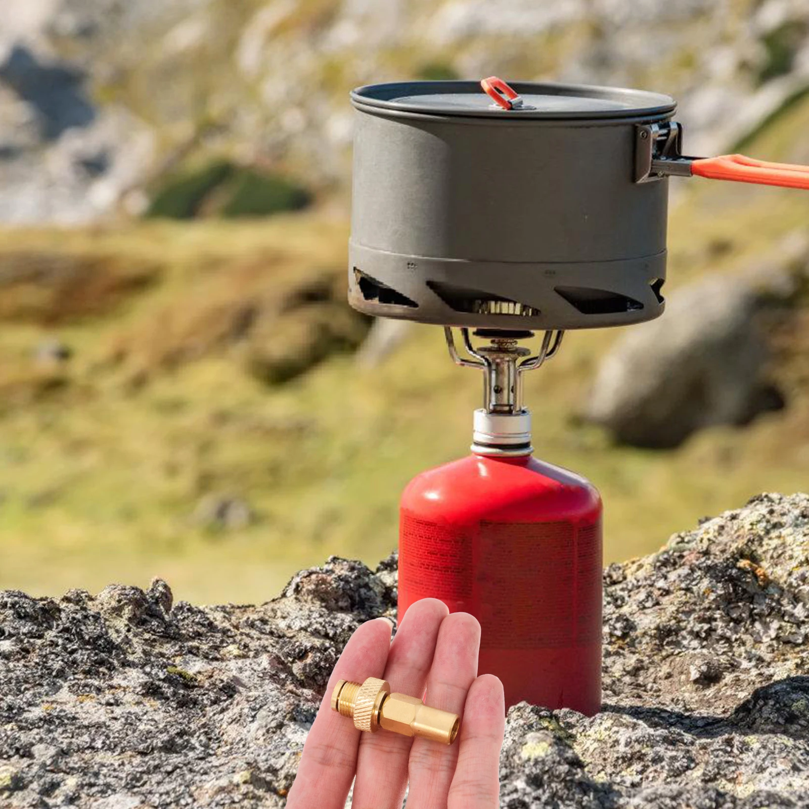 

Copper Valve Connector Durable Convertible Camping Gas Tank Adapter Practical Outdoor Stove Converter Wear Resistant