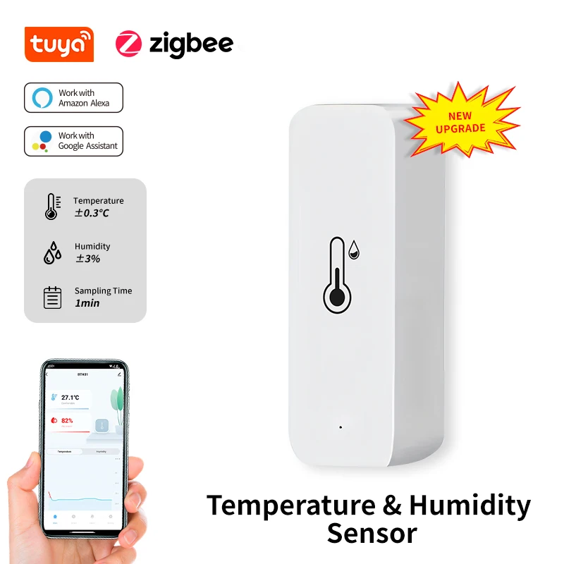 Tuya Smart Zigbee Temperature And Humidity Sensor Indoor Thermometer Monitor For Home Work With Alexa Google Home Assistant