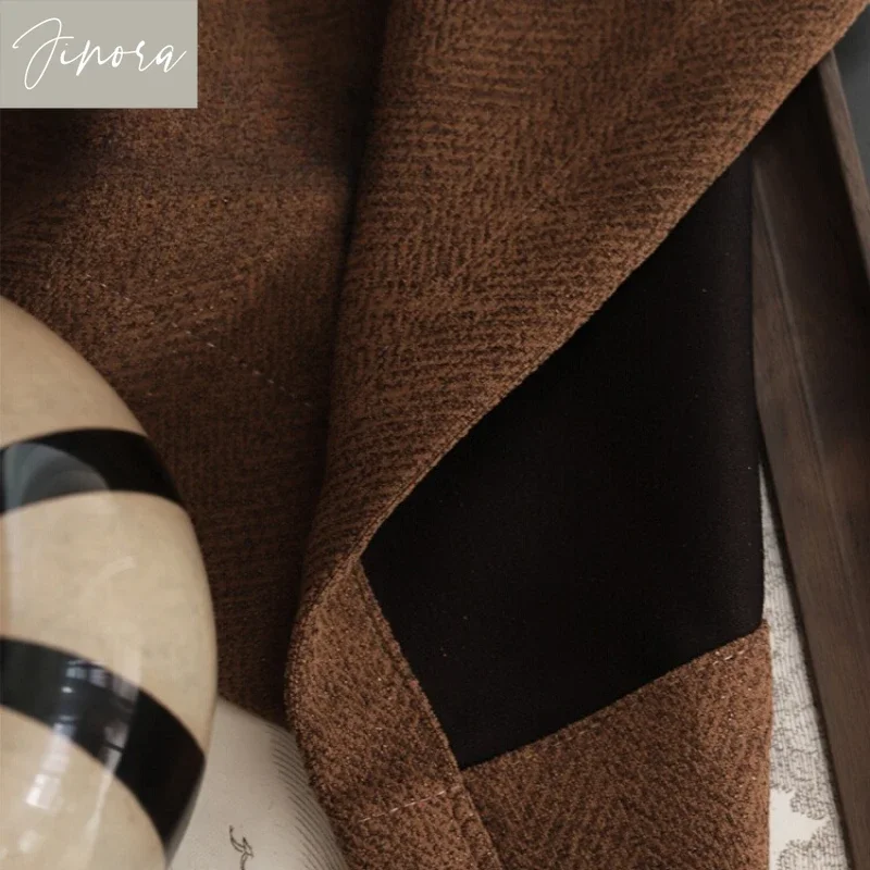 

Modern High-quality Blackout Curtains Cotton Linen Maillard Creamy Curtains for Living Room Bedroom Custom-made Solid Color