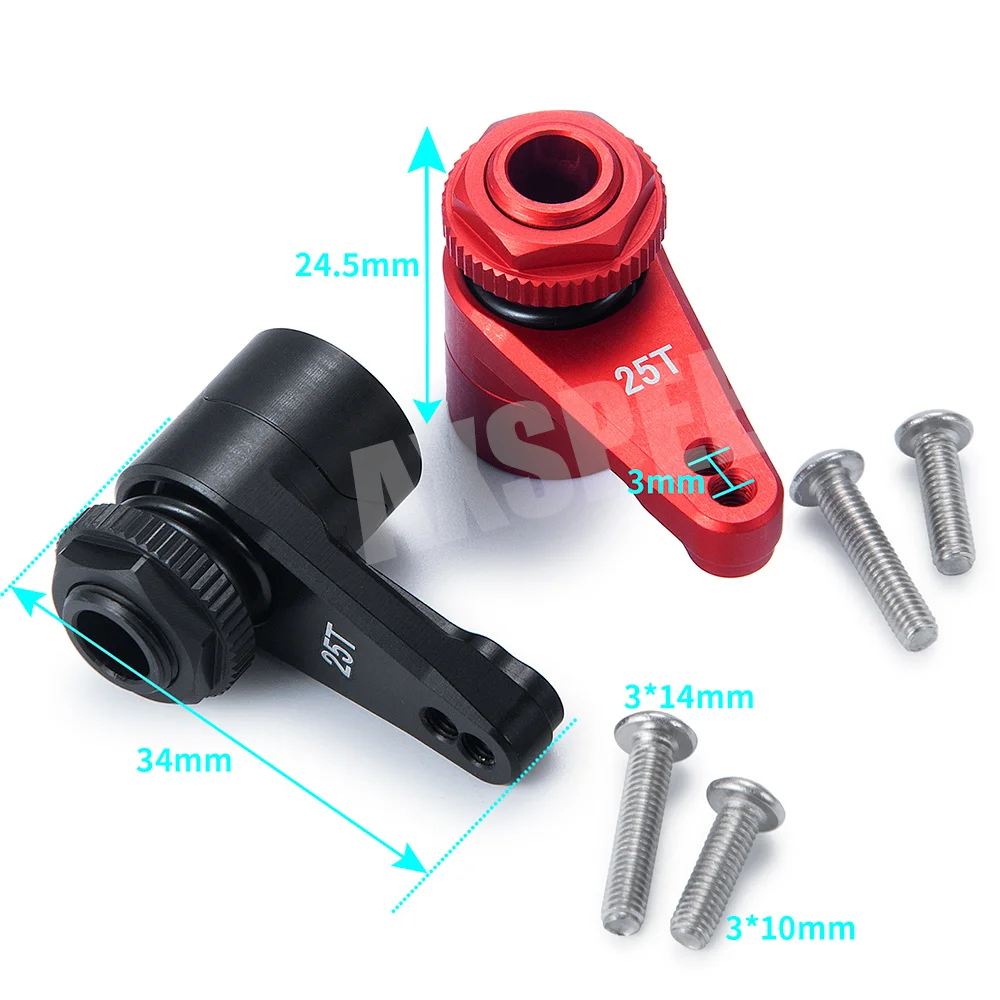 AXSPEED Aluminum Alloy 34mm 25T Adjustable Steering Servo Arm for Axial RBX10 AXI03005 1/10 RC Crawler Car Parts Accessories