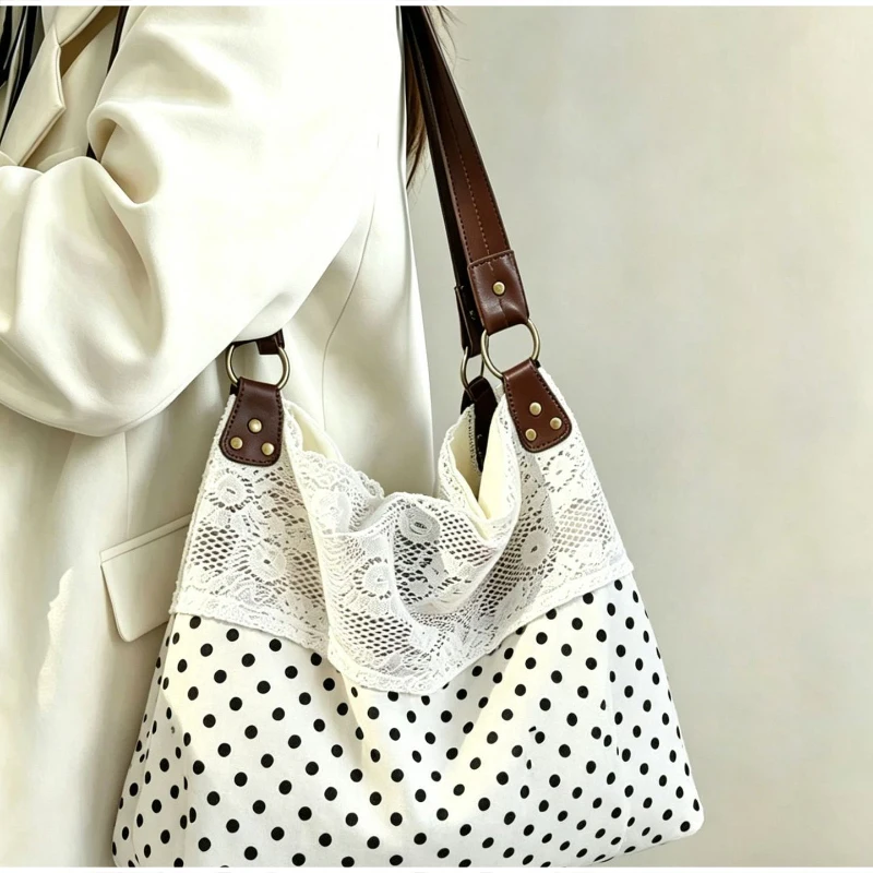Böhmische Umhängetasche, Mori Girl Fairycore Damen Ditsy Floral Patchwork Handtasche mit Spitzenbesatz, Vintage Reise-Pendler-Einkaufstasche – Detail 30