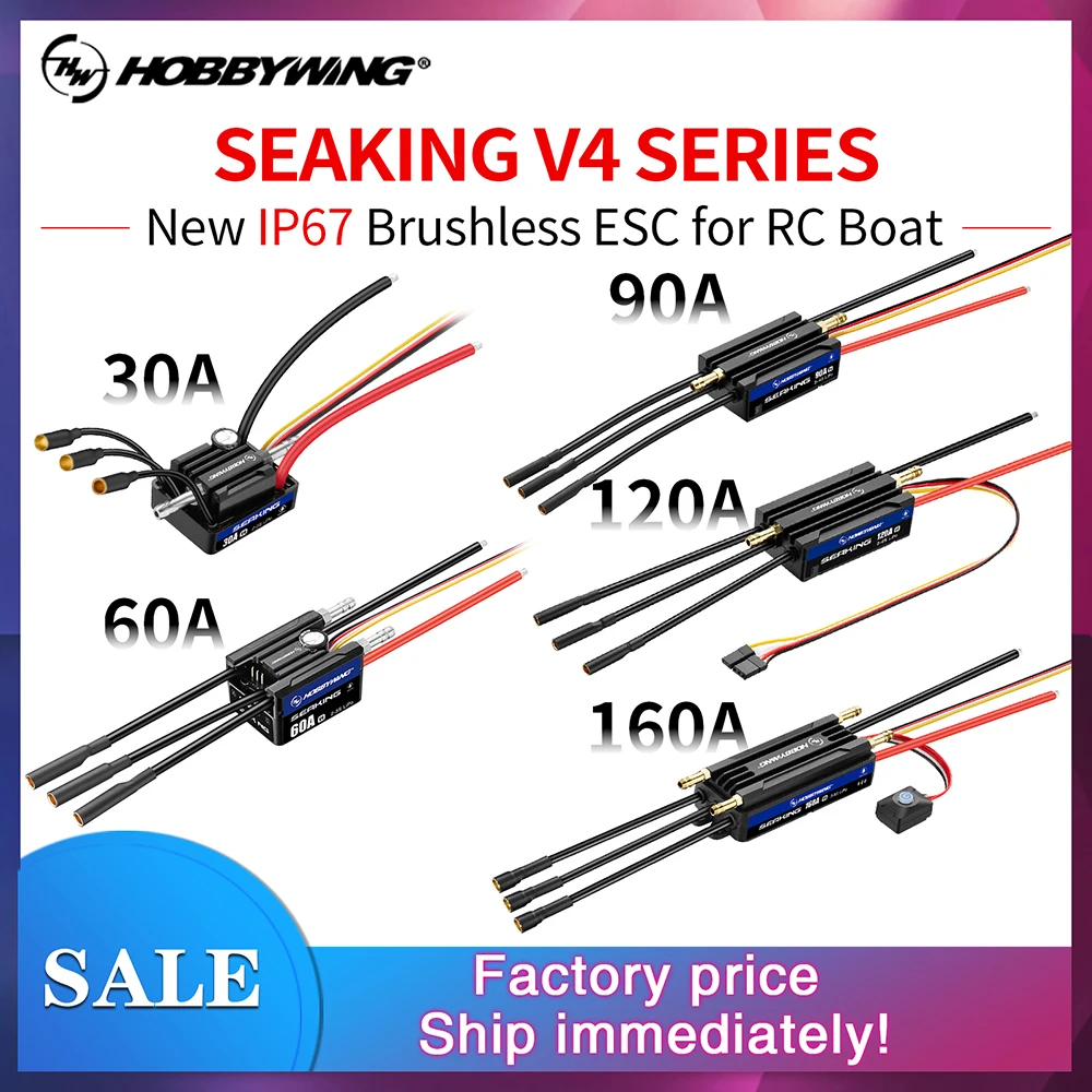 HOBBYWING – bateau ESC sans balais, sans capteur, 30A 60A 90A 120A 160A série V4 IP67, étanche, BEC intégré pour modèle RC