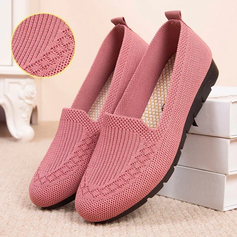 2024Mesh Breathable Sneakers Women Breathable Light Slip on Flat Casual Shoes Ladies Loafers Socks Shoes Women Zapatillas Mujer