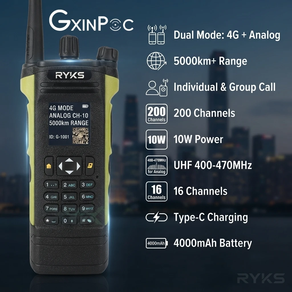 Poc Walkie Talkie 4G Uhf 400-470Mhz 8W 5000Km Distance  4G Poc Network Radio Ham Two Way Radio For Hunting Hiking