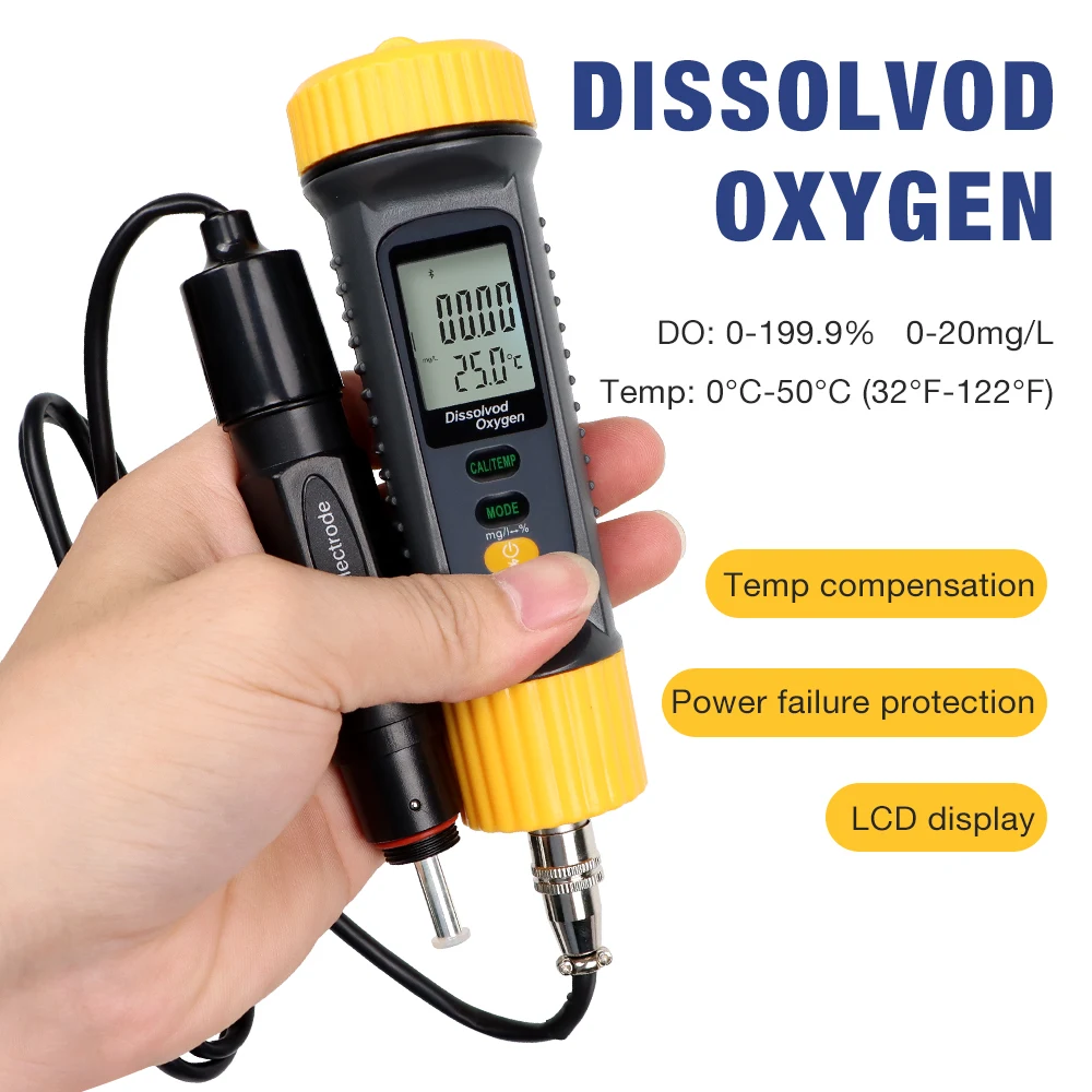 

Тестер для аквакультуры DO, 0-20 мг/л, Bluetooth, цифровой измеритель растворенного кислорода, тестер качества воды, детектор кислородных контактов, аквариум