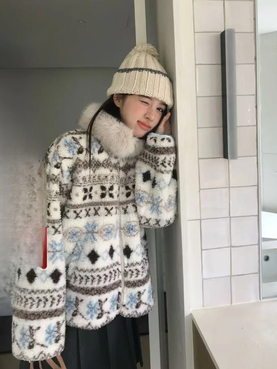 

Женское зимнее пальто Thiened с меховым воротником из овчины, прямого кроя, в корейском стиле, для повседневной носки, из хлопка, с гарантированным теплом