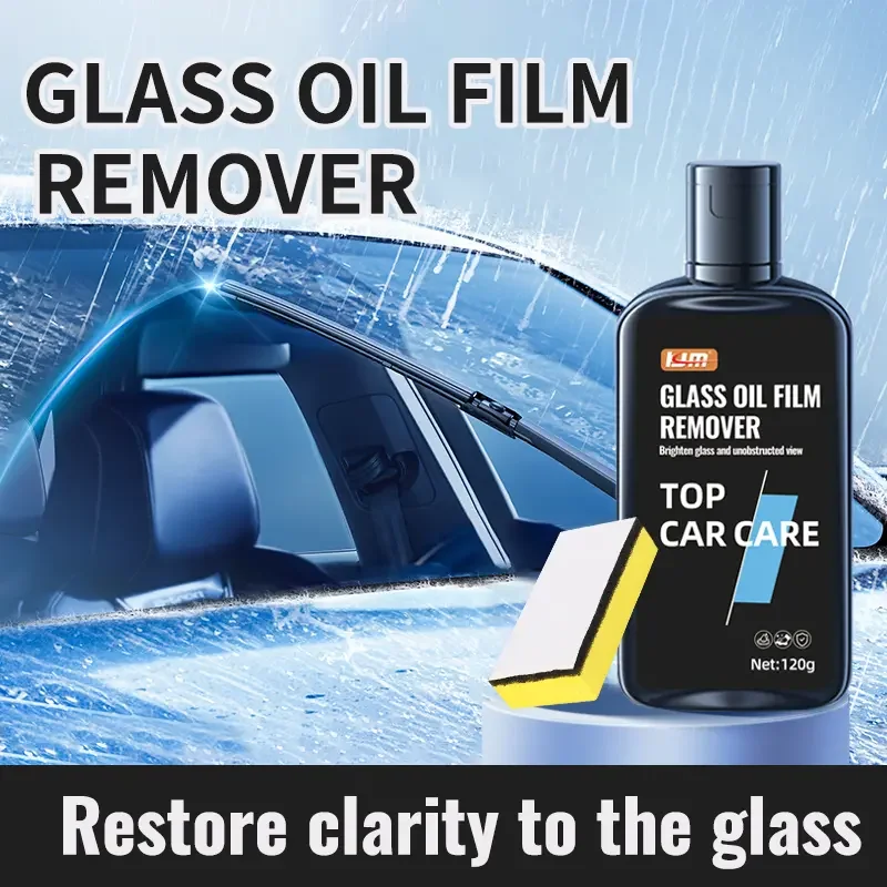 Glass oil film remover, windshield water spot remover,providing streak-free shine for colored and clear glass.