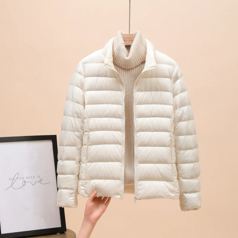 Mulheres primavera jaqueta moda curto ultra leve embalável puffer casacos 14 cores feminino para baixo quente coreano fino ajuste parkas 3xl