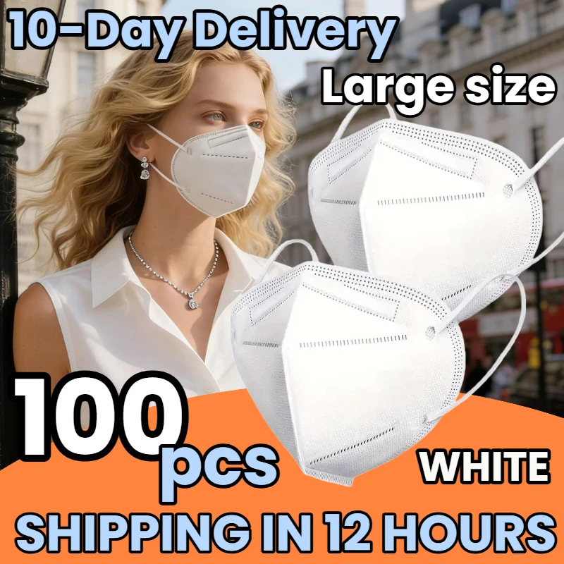 Delivery in 10 Days! 100Pcs White Disposable 4-Layer Masks, 3D Design, Breathable and Comfortable, Affordable for Bulk Purchase, Suitable for Travel, Outdoor Activities, Daily Wear, Parties, and Office Use