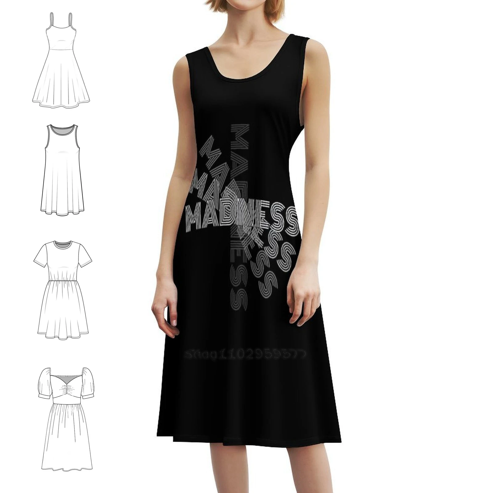 

1972 Madness-Ska Music Edition Floral Smock Dress For Women Spring Summer Casual Dress For Party Madness Band Music Ska Punk