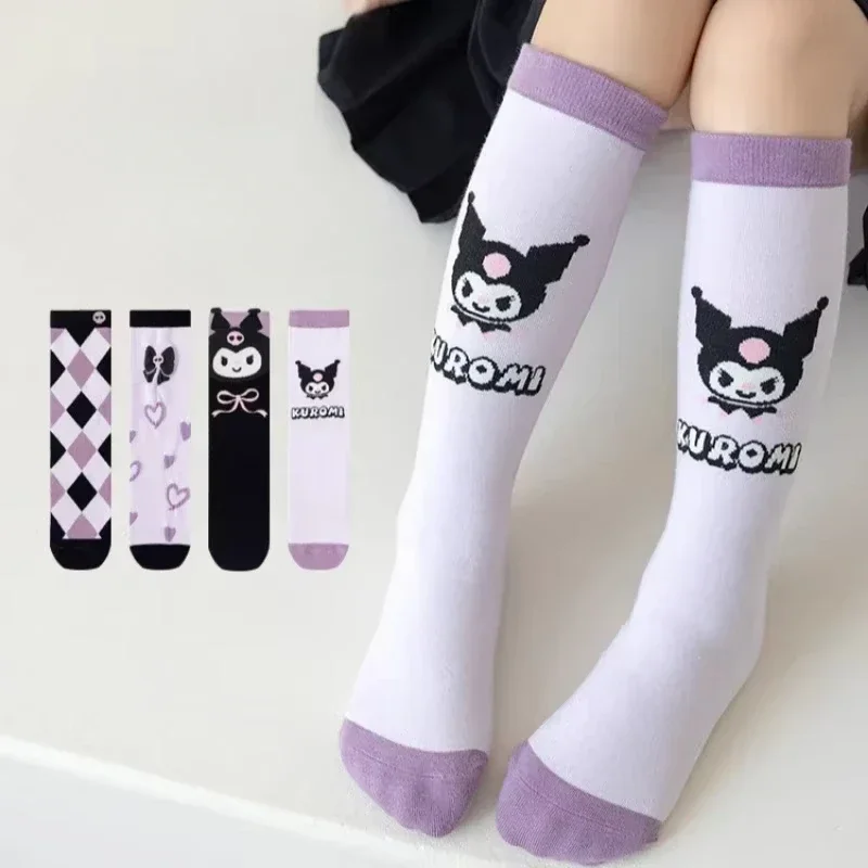 Sanrio Kuromi Women Stockings Anime Cartoon Cute Winter Warm Socks Fashion Charm Girls Jk Lolita Socks Children Holiday Gifts