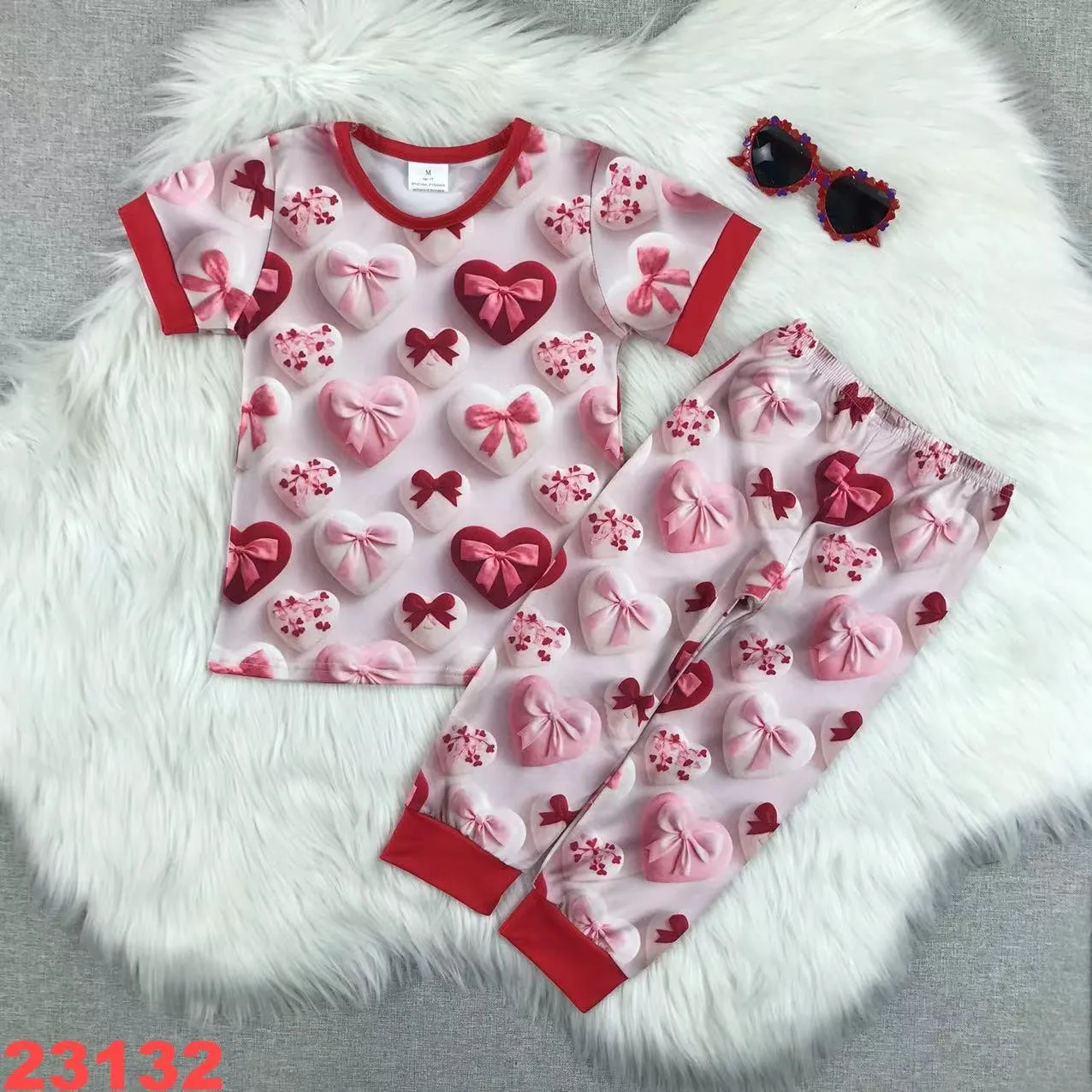 Red love heart   loungewear pijama kids girls clothes for children totoro sleeping pajamas from 8 to 12 years  soft pajamas