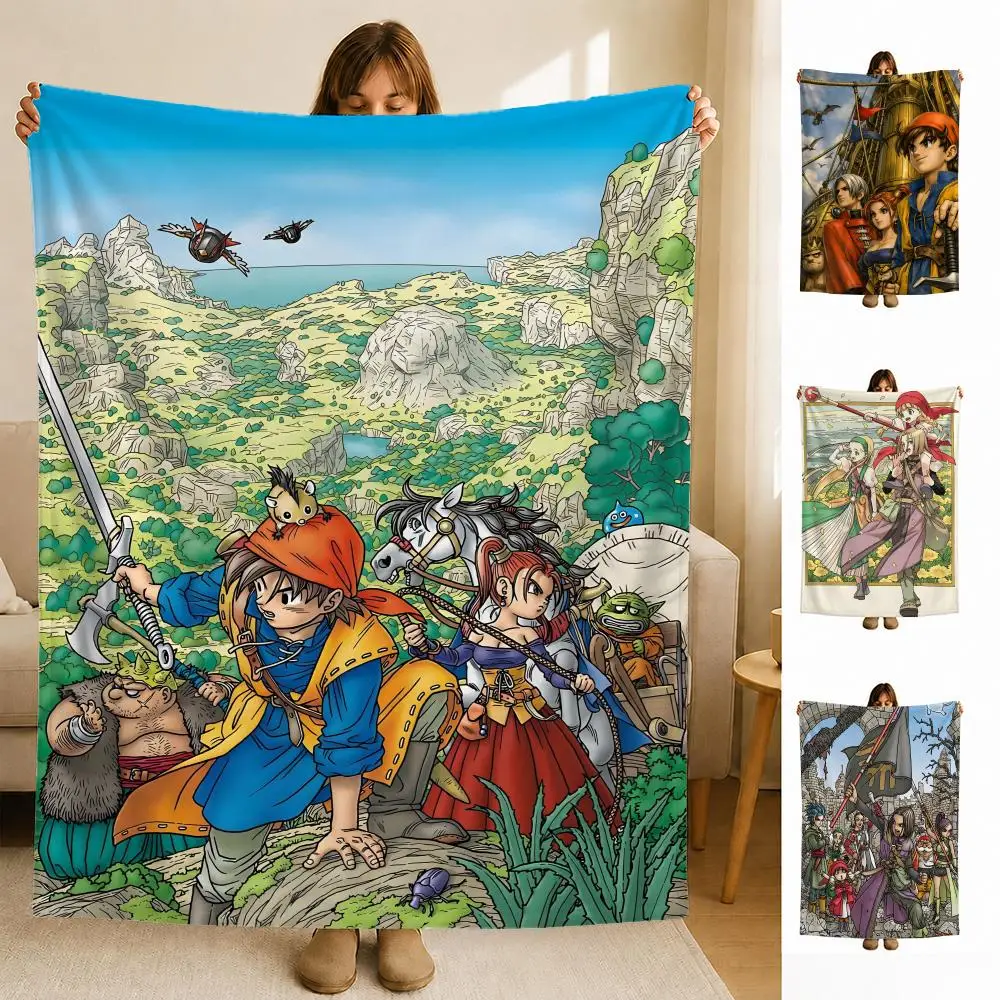 game D-Dragon Q-Quest Throw Soft Flannel Blanket for Bed Bedroom Sofa Picnic Throw Skin-friendly Breathable Gift Cover