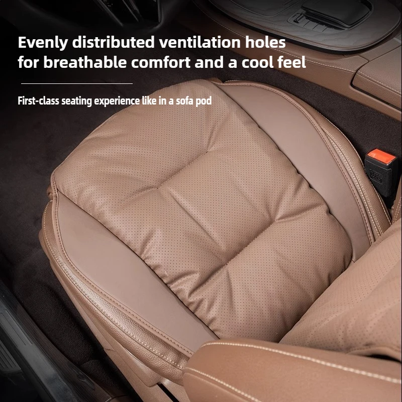 New Car Seat Cushion Waist Cushion for Most Cars Breathable and Ventilated Nappa Leather All Season Seat Cushion