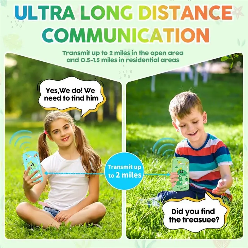 วอล์คกี้ทอล์คกี้สำหรับเด็ก พร้อมเคสซิลิโคนลายไดโนเสาร์ โหมดสนทนาแบบพูดคุยได้ทันที ได้ยินและพูดได้พร้อมกัน สำหรับเด็ก ใช้ได้ทั้งในบ้านและนอกบ้าน