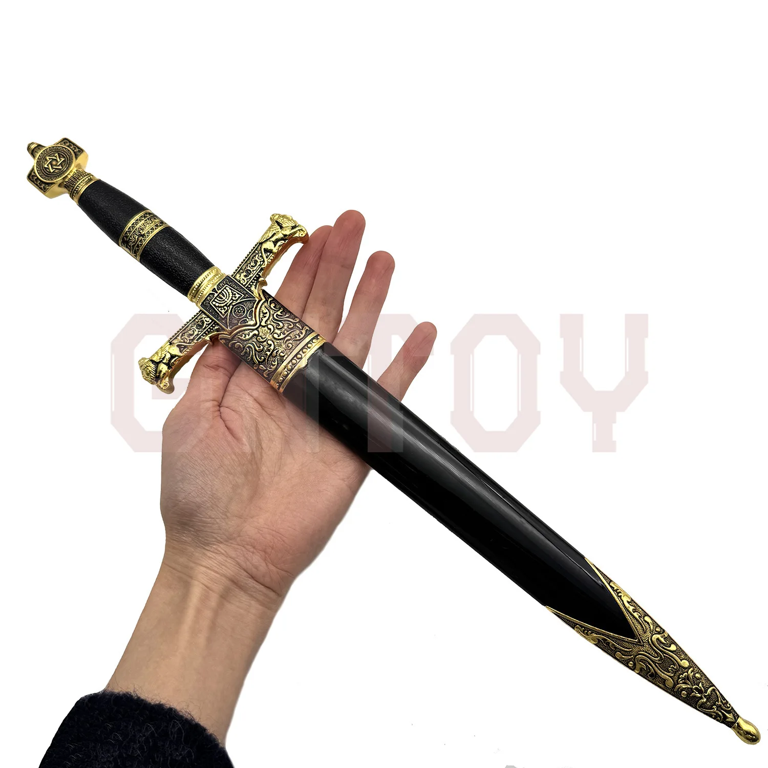 

40cm Hexagram Western Swords Uncut Blade Cosplay props Weapons Model Desktop Display Ornaments Collection Birthday Gift for Boys