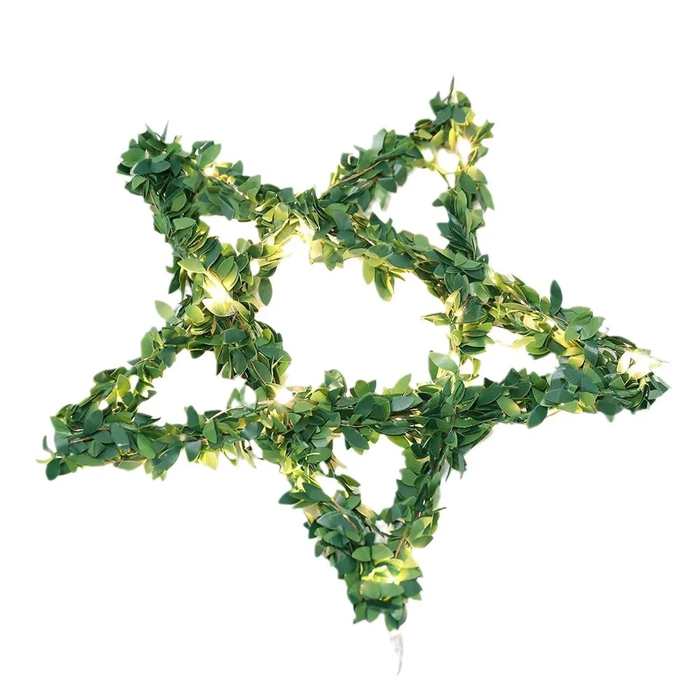 新しいグリーンリーフヴァインLEDストリングライト、タイマー付き、結婚式、パーティー、クリスマス、庭の装飾に