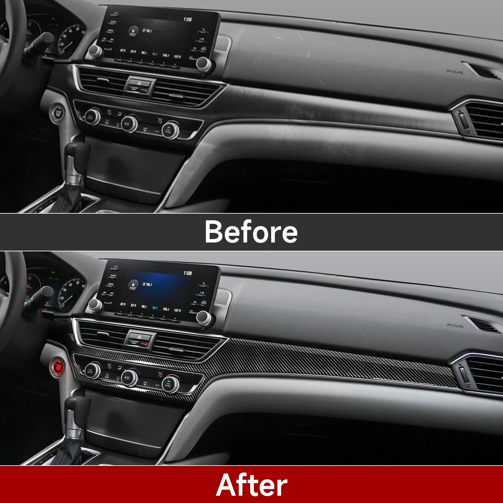 Auto-Mittelkonsole, Schalthebel, Lenkradverkleidung für Honda Accord 10. Generation 2018-2022 Zubehör. ABS-Kohlefaser-Innenausstattung. – Detail 9