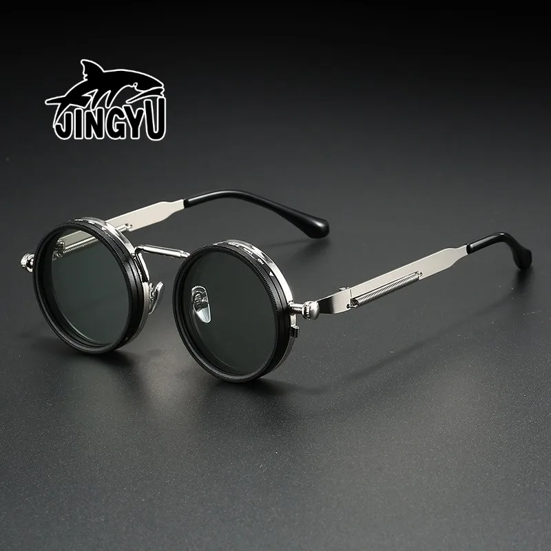 

JINGYU Punk ND9 Anti-UV Sunglasses 9 Level Dimming Retro Fishing Sunglasses with Glasse Case Comfort Fit Anti-UV Glasses Cycling