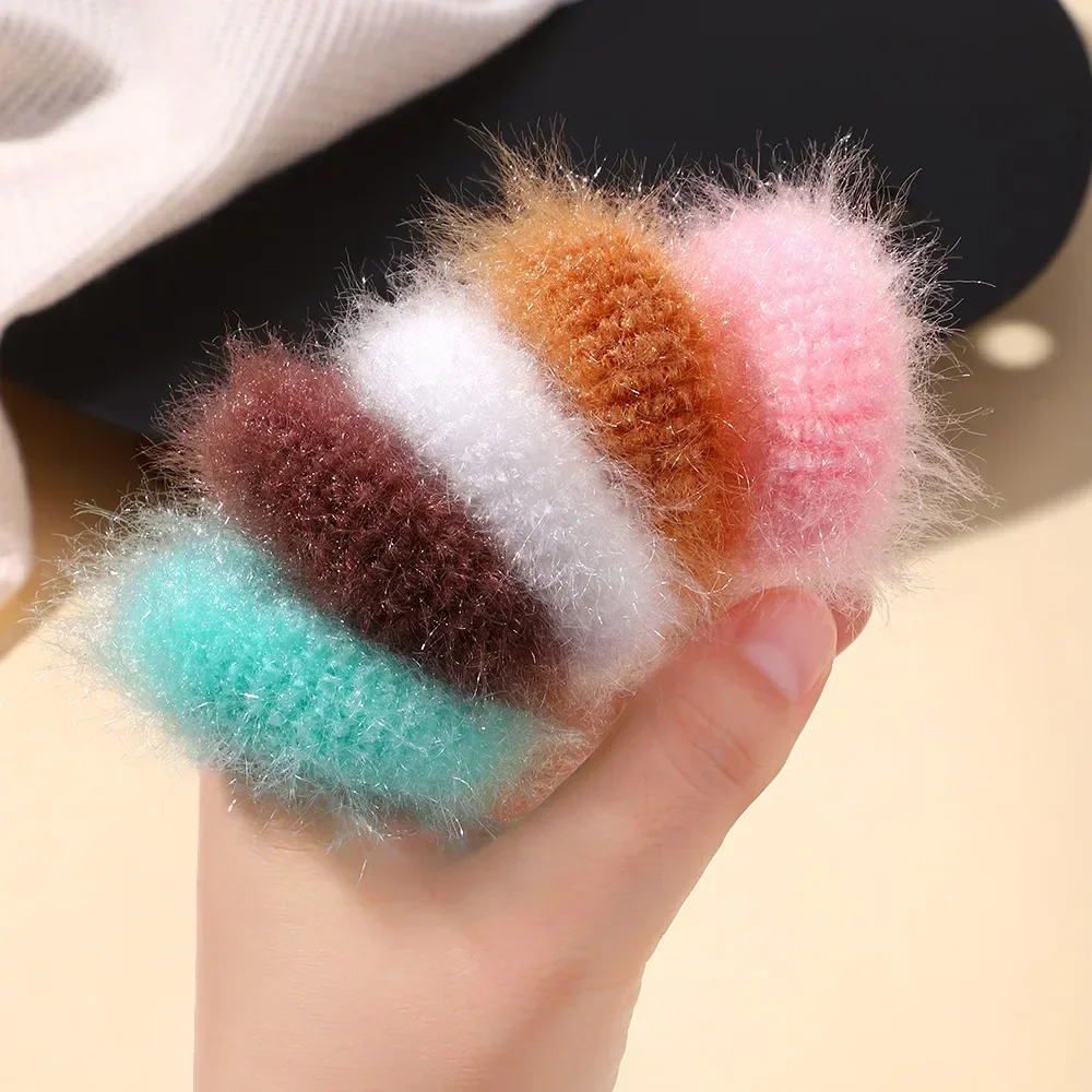 5Pcs/lot New Elastic Hair Band Hair Tie for Girl Plush Color Matching Hair Rope Children\'s Ponytail Support Headwear Accessories