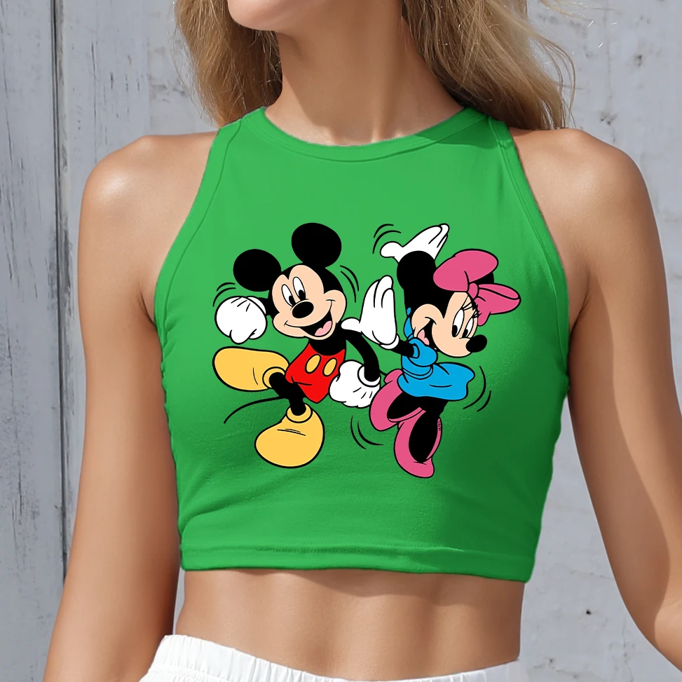 

Y2k Одежда Женская майка без рукавов Жилет с круглым вырезом Футболки с рисунком Диснея и Минни Модная модная одежда Укороченный топ