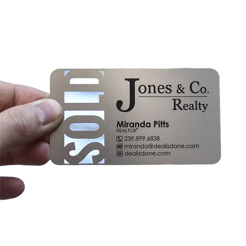 Customized inquiry Luxury Custom Cut Off Logo Laser Engraved Black Metal Card