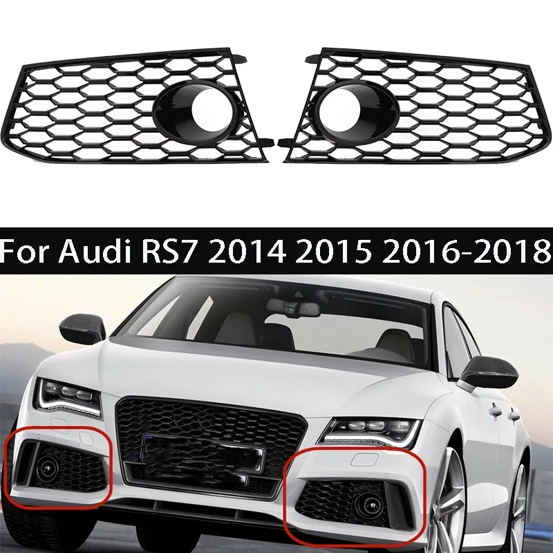 

Car Fog Light Grill Cover For Audi A7 S7 RS7 2014 2015 2016 2017 2018 Front Bumper Lamp Grille Glossy Black 4G8807681G