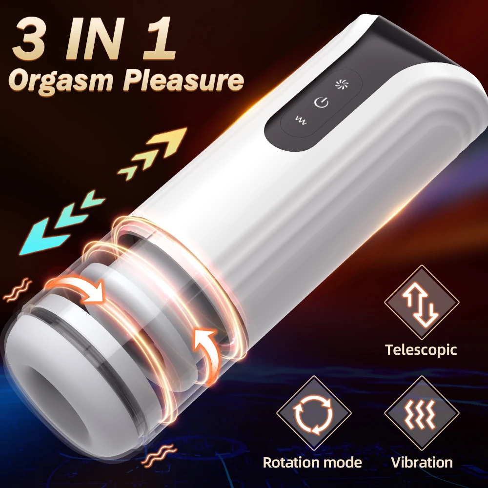 Automatic Telescopic Vibration Heated Male Masturbation Cup Sex Toys for Men Pocket Pussy Fleshlight Glans Massager Blowjob 18+