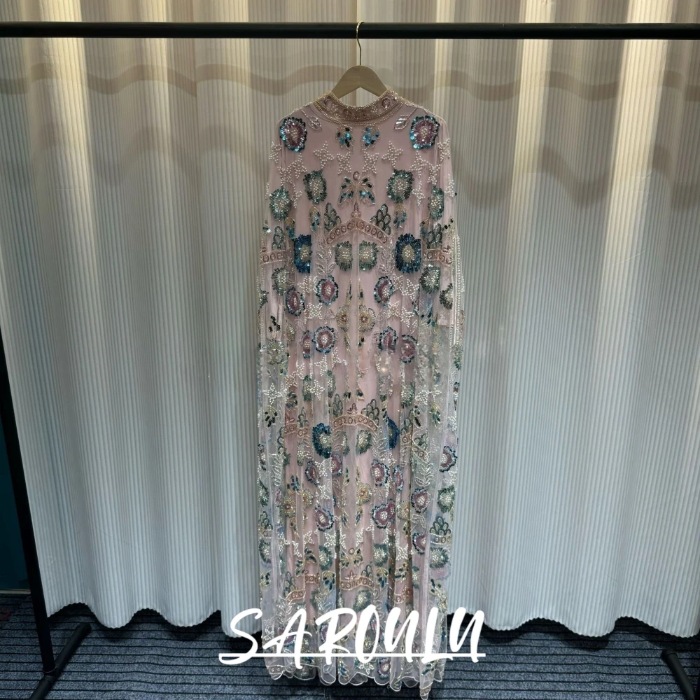 

Bead Sequin Embroidery Abaya Muslim Evening Dress Loose Sparkly Wedding Gala Robe Formal Events Eid Party Luxury Prom Gown
