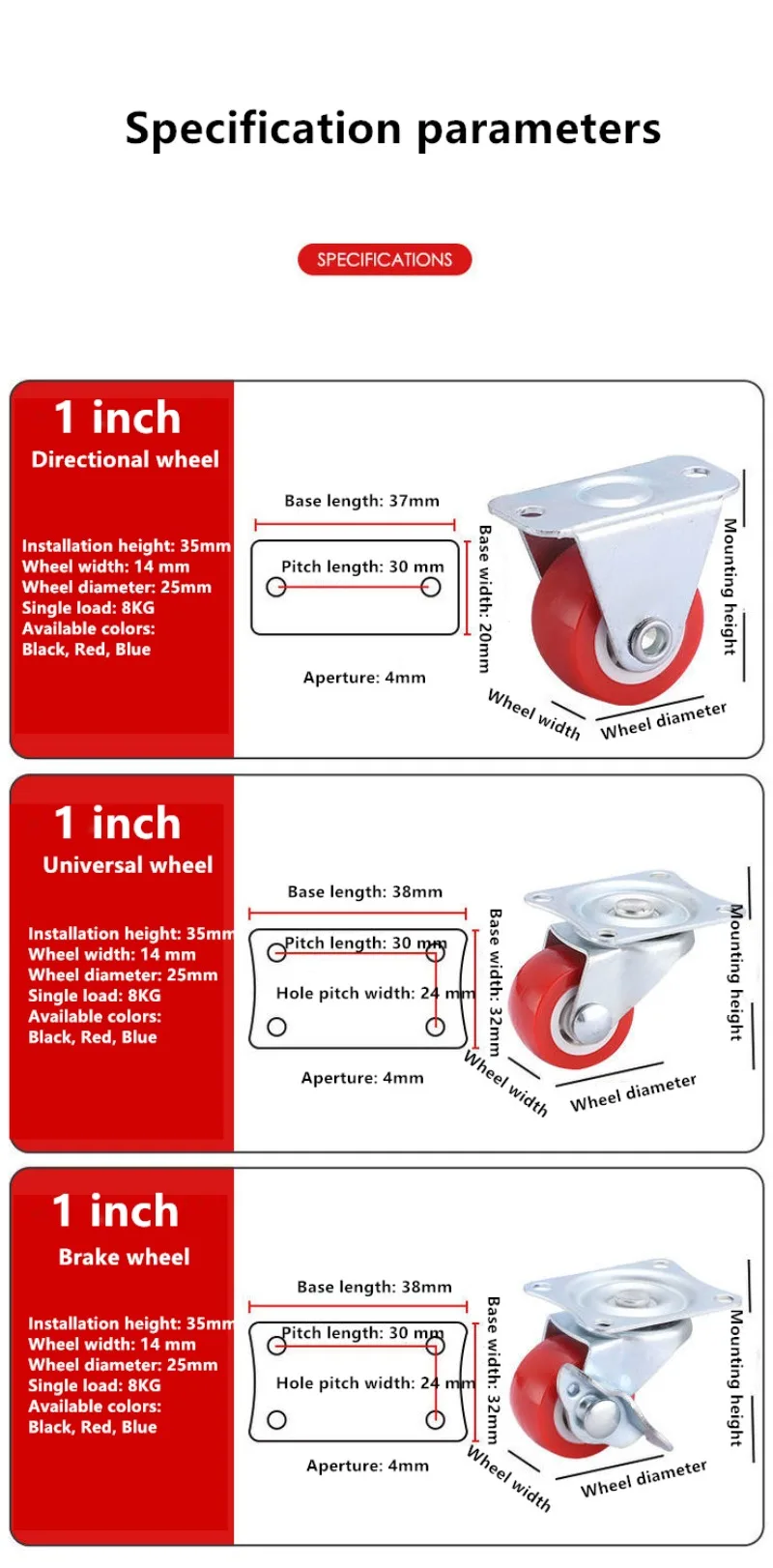 4 sztuk/partia 1 Cal kierunkowe/uniwersalne/hamulcowe ciche kółka kółka do wózka meblowego koło kierownicy krzesło biurko