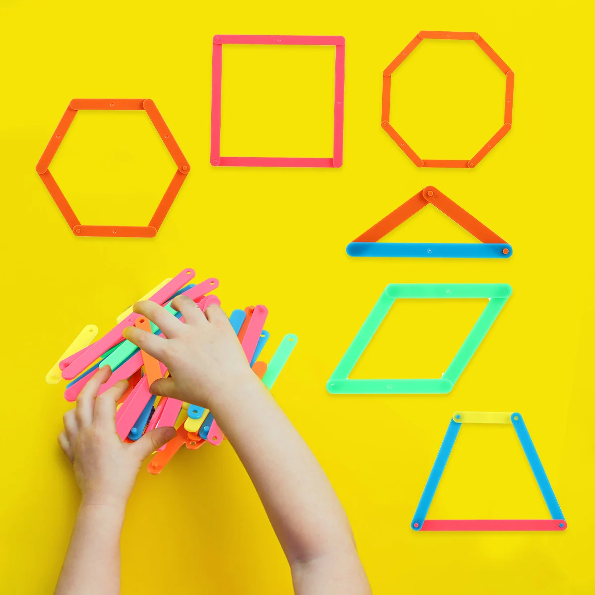 50 Pcs Splicing Strip Shape Kids Toy Square Early Education Math Teaching AIDS Geometry Chips Child