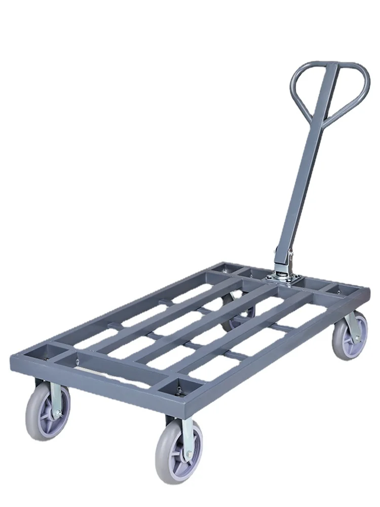 Wyj Platform Trolley Hand Truck Foldable and Portable Household Mute Lightweight Four-Wheel Small Trailer